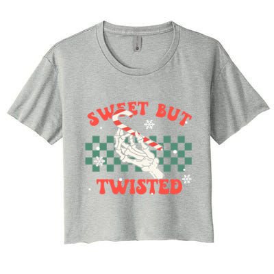 Sweet But Twisted Skeleton Hand Groovy Retro Christmas Xmas Gift Women's Crop Top Tee