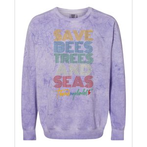 Save Bees Trees Seas Climate Change Earth Day Colorblast Crewneck Sweatshirt