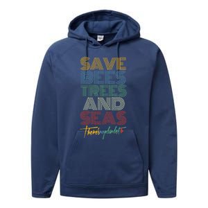 Save Bees Trees Seas Climate Change Earth Day Performance Fleece Hoodie