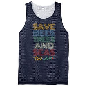 Save Bees Trees Seas Climate Change Earth Day Mesh Reversible Basketball Jersey Tank