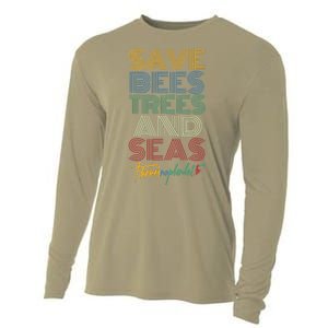 Save Bees Trees Seas Climate Change Earth Day Cooling Performance Long Sleeve Crew