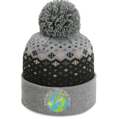 Save Bees Trees And Seas Climate Change Gift The Baniff Cuffed Pom Beanie