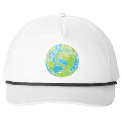 Save Bees Trees And Seas Climate Change Gift Snapback Five-Panel Rope Hat