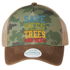 Save Bees Trees And Seas Earth Day Environtalist Ocean Great Gift Legacy Tie Dye Trucker Hat