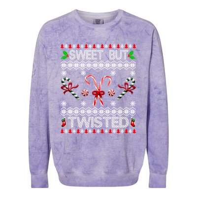 Sweet But Twisted Ugly Christmas Candy Cane Gift Colorblast Crewneck Sweatshirt