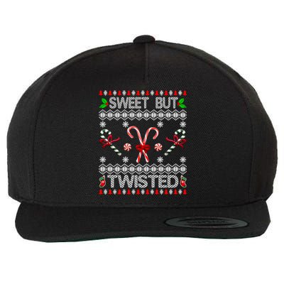 Sweet But Twisted Ugly Christmas Candy Cane Gift Wool Snapback Cap