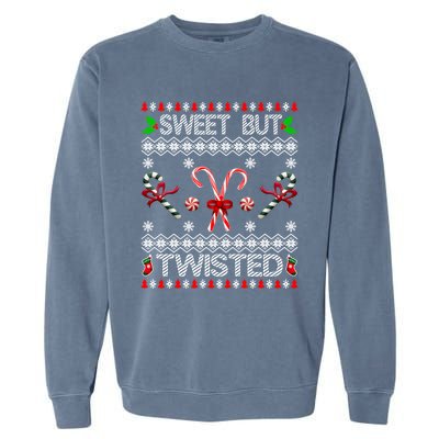 Sweet But Twisted Ugly Christmas Candy Cane Gift Garment-Dyed Sweatshirt