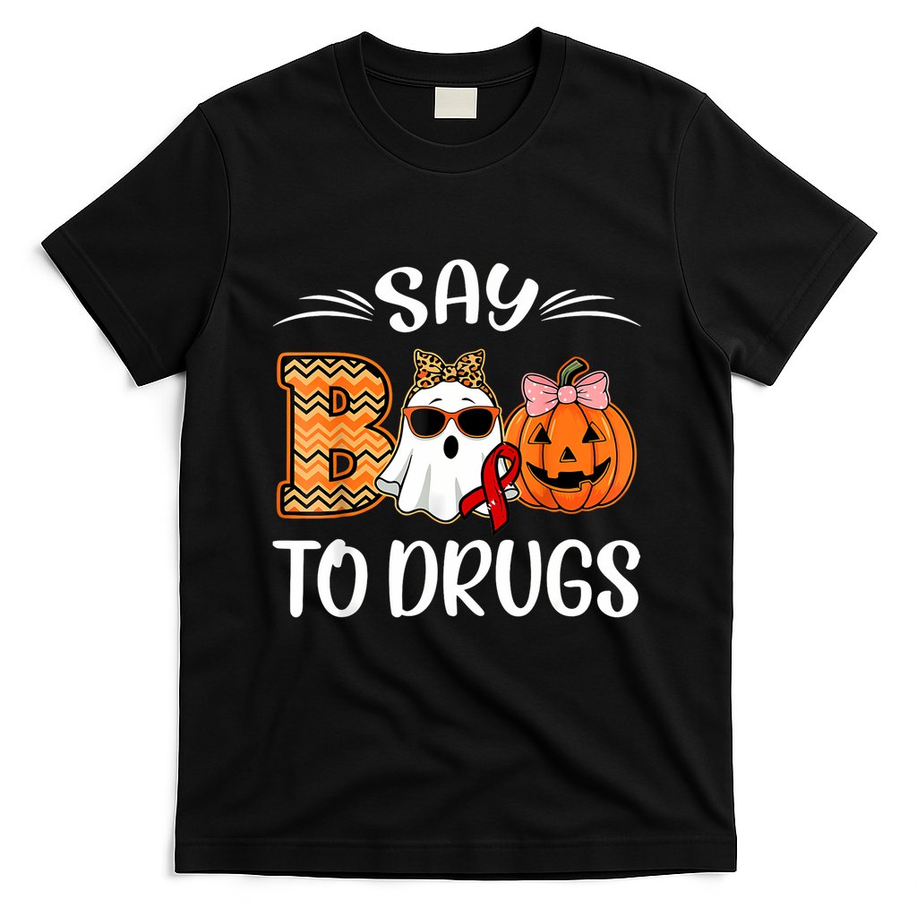 Say Boo To Drugs Red Ribbon Week Awareness Funny Halloween T-Shirt