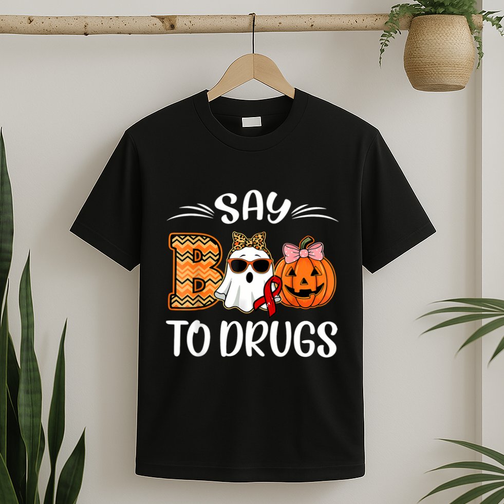 Say Boo To Drugs Red Ribbon Week Awareness Funny Halloween T-Shirt