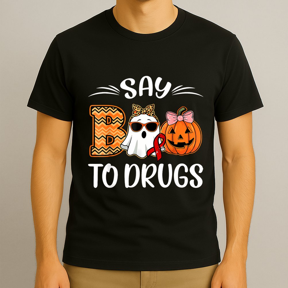 Say Boo To Drugs Red Ribbon Week Awareness Funny Halloween T-Shirt