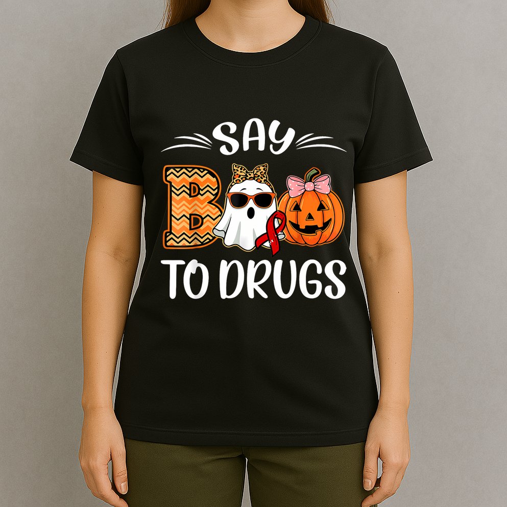 Say Boo To Drugs Red Ribbon Week Awareness Funny Halloween T-Shirt
