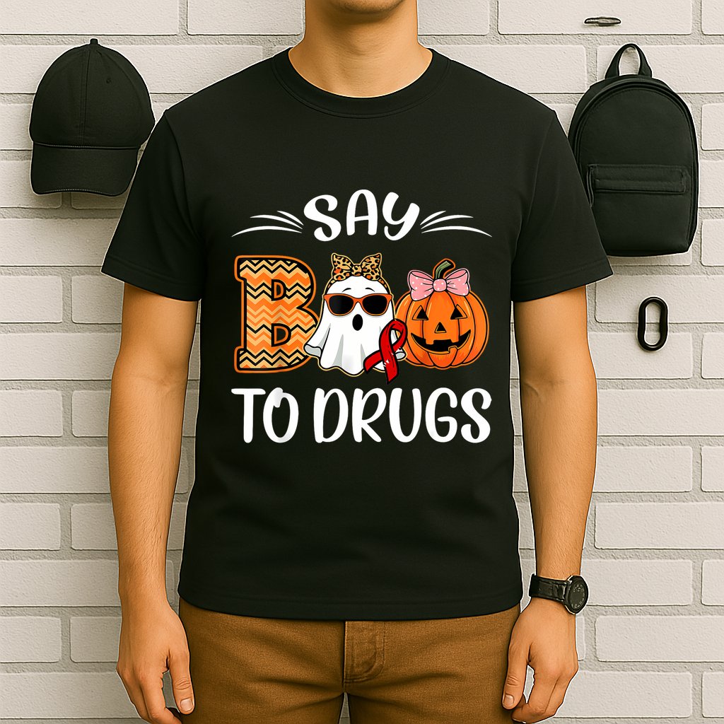 Say Boo To Drugs Red Ribbon Week Awareness Funny Halloween T-Shirt