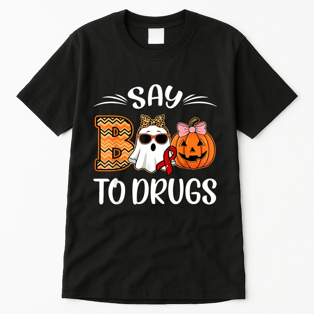 Say Boo To Drugs Red Ribbon Week Awareness Funny Halloween Tall T-Shirt