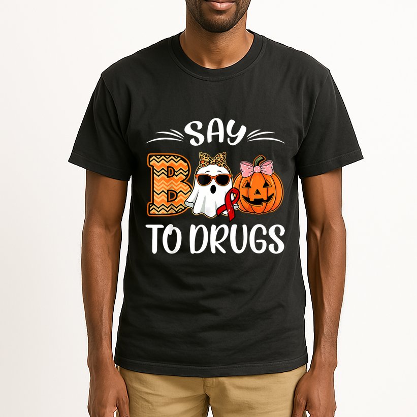 Say Boo To Drugs Red Ribbon Week Awareness Funny Halloween Tall T-Shirt