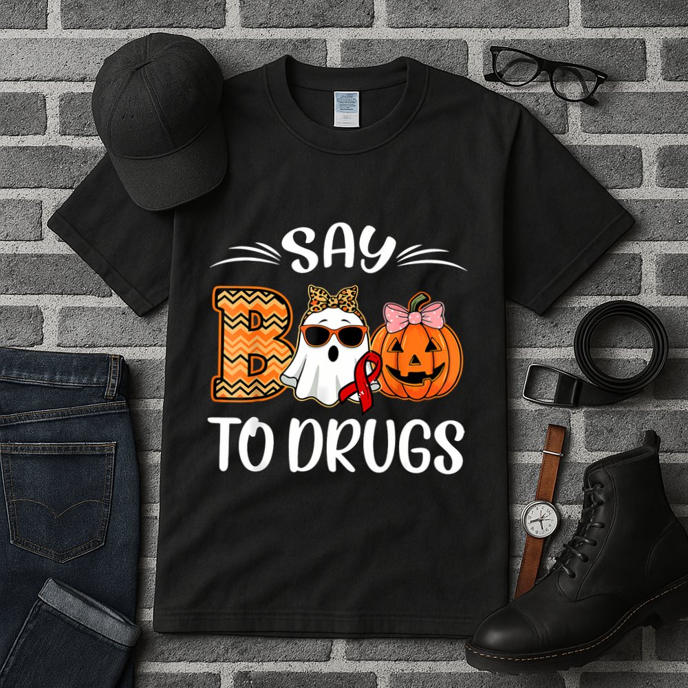 Say Boo To Drugs Red Ribbon Week Awareness Funny Halloween Tall T-Shirt