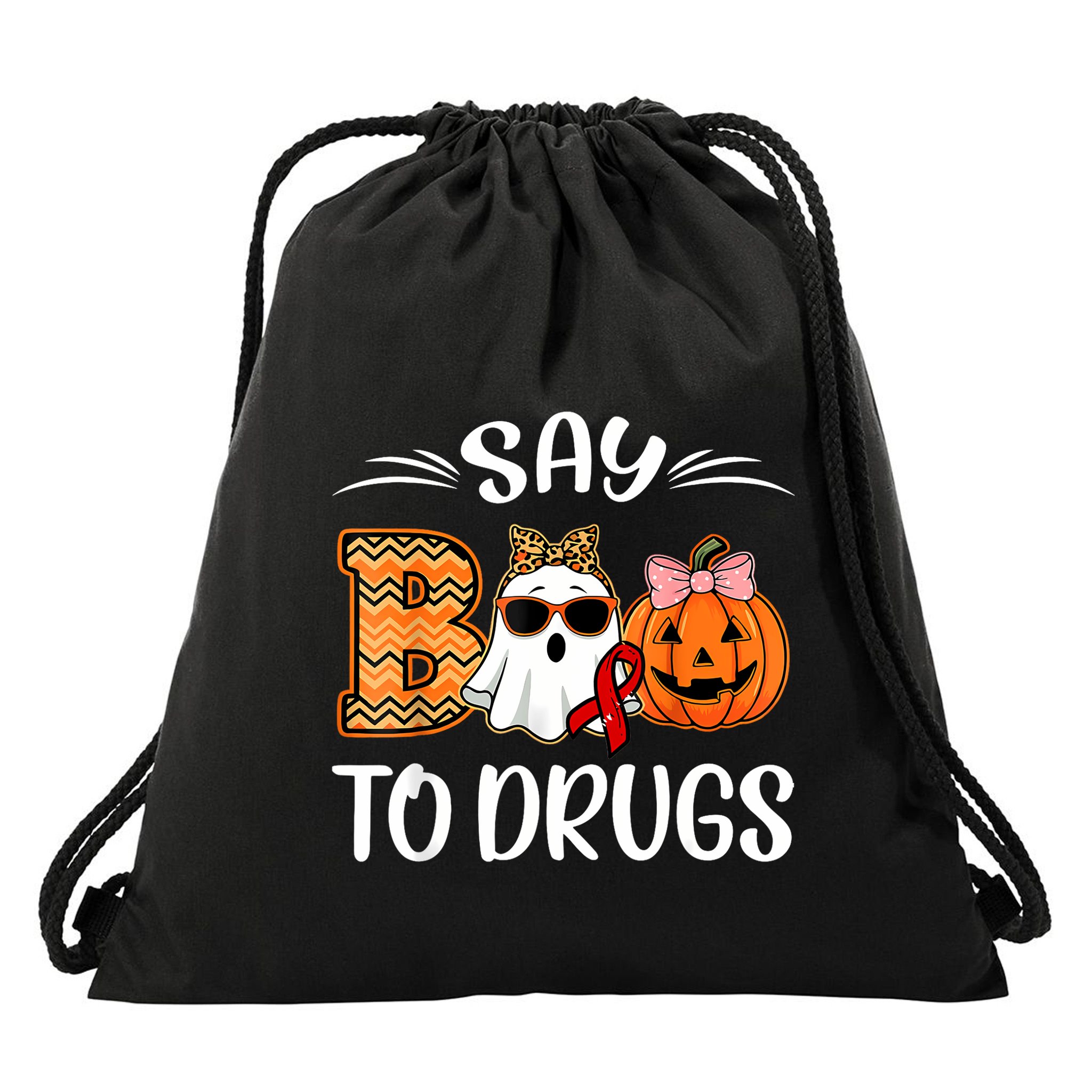 Say Boo To Drugs Red Ribbon Week Awareness Funny Halloween Drawstring Bag