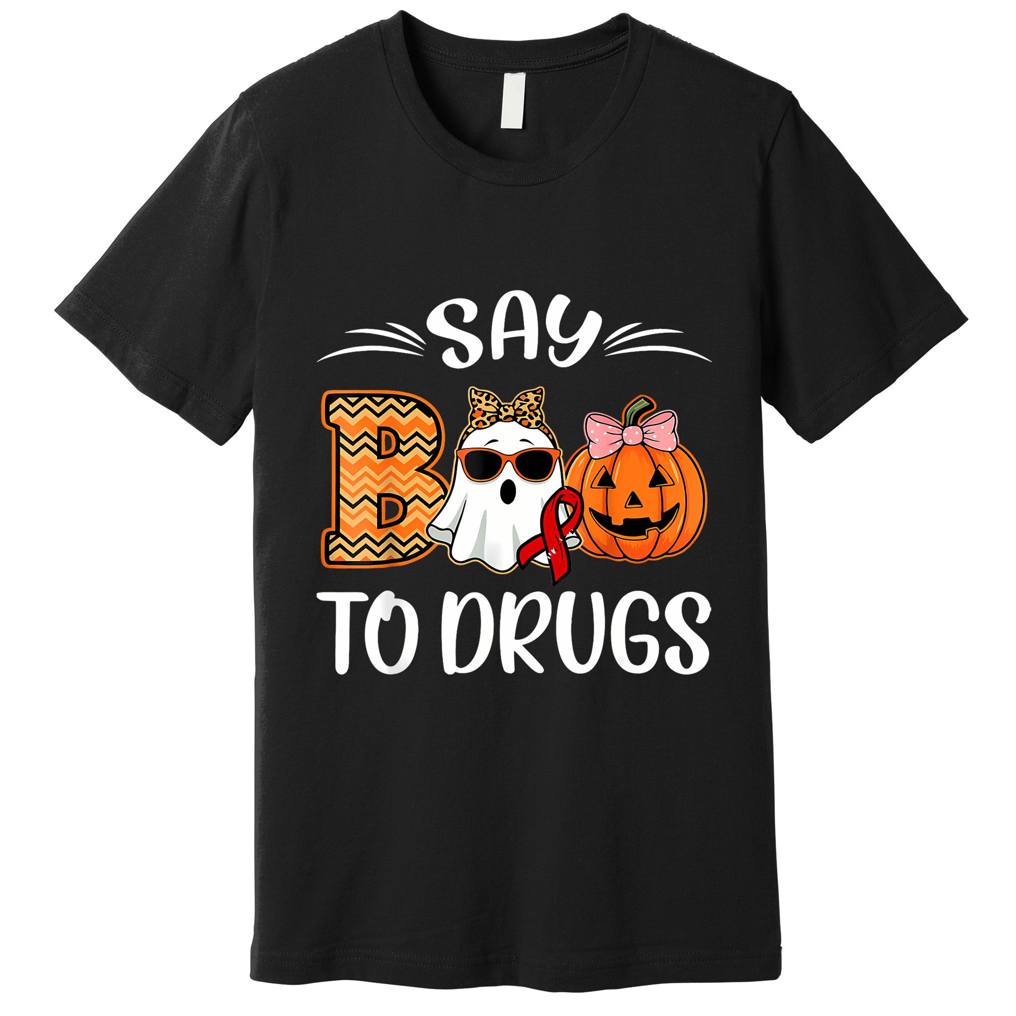 Say Boo To Drugs Red Ribbon Week Awareness Funny Halloween Premium T-Shirt