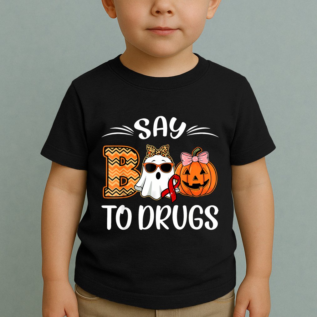 Say Boo To Drugs Red Ribbon Week Awareness Funny Halloween Toddler T-Shirt