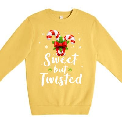 Sweet But Twisted Funny Candy Cane Christmas Gift Premium Crewneck Sweatshirt