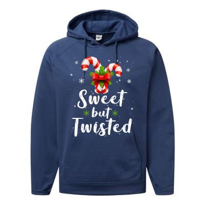 Sweet But Twisted Funny Candy Cane Christmas Gift Performance Fleece Hoodie