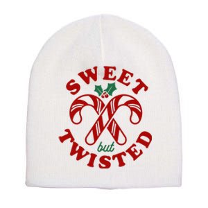 Sweet But Twisted Candy Canes Christmas Holiday Short Acrylic Beanie