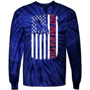 Staffordshire Bull Terrier Best Dog Dad Ever American Flag Tie-Dye Long Sleeve Shirt