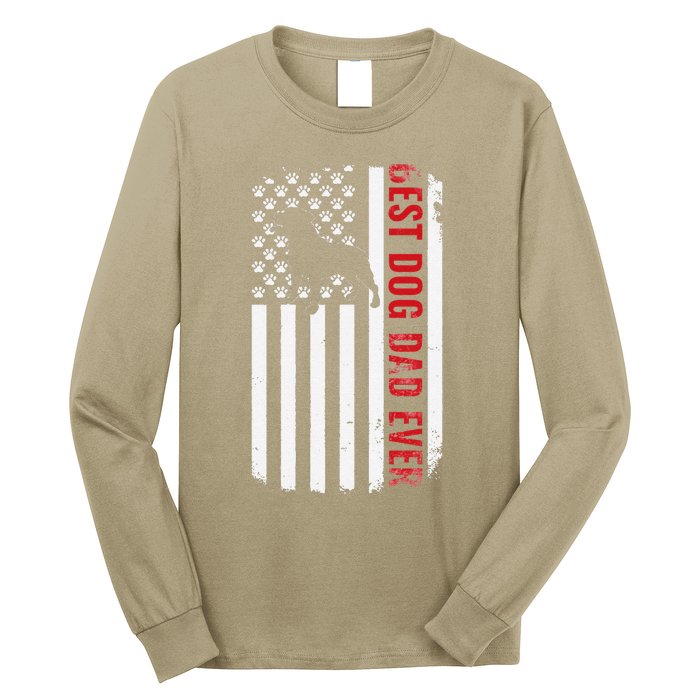 Staffordshire Bull Terrier Best Dog Dad Ever American Flag Long Sleeve Shirt