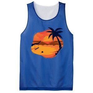 Sunset Beach Tropical Palm Tree Silhouette Relaxing Gift Great Gift Mesh Reversible Basketball Jersey Tank