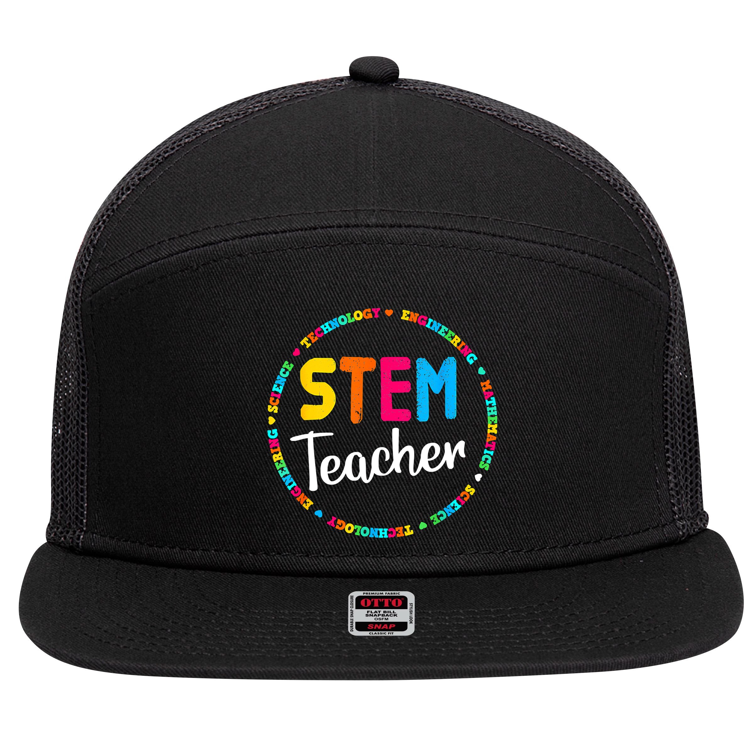 STEAM Back To School Funny STEM Teacher 7 Panel Mesh Trucker Snapback Hat