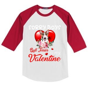 Sorry Bull Terrier Is My Valentine Cute Dog Mom Gift Kids Colorblock Raglan Jersey