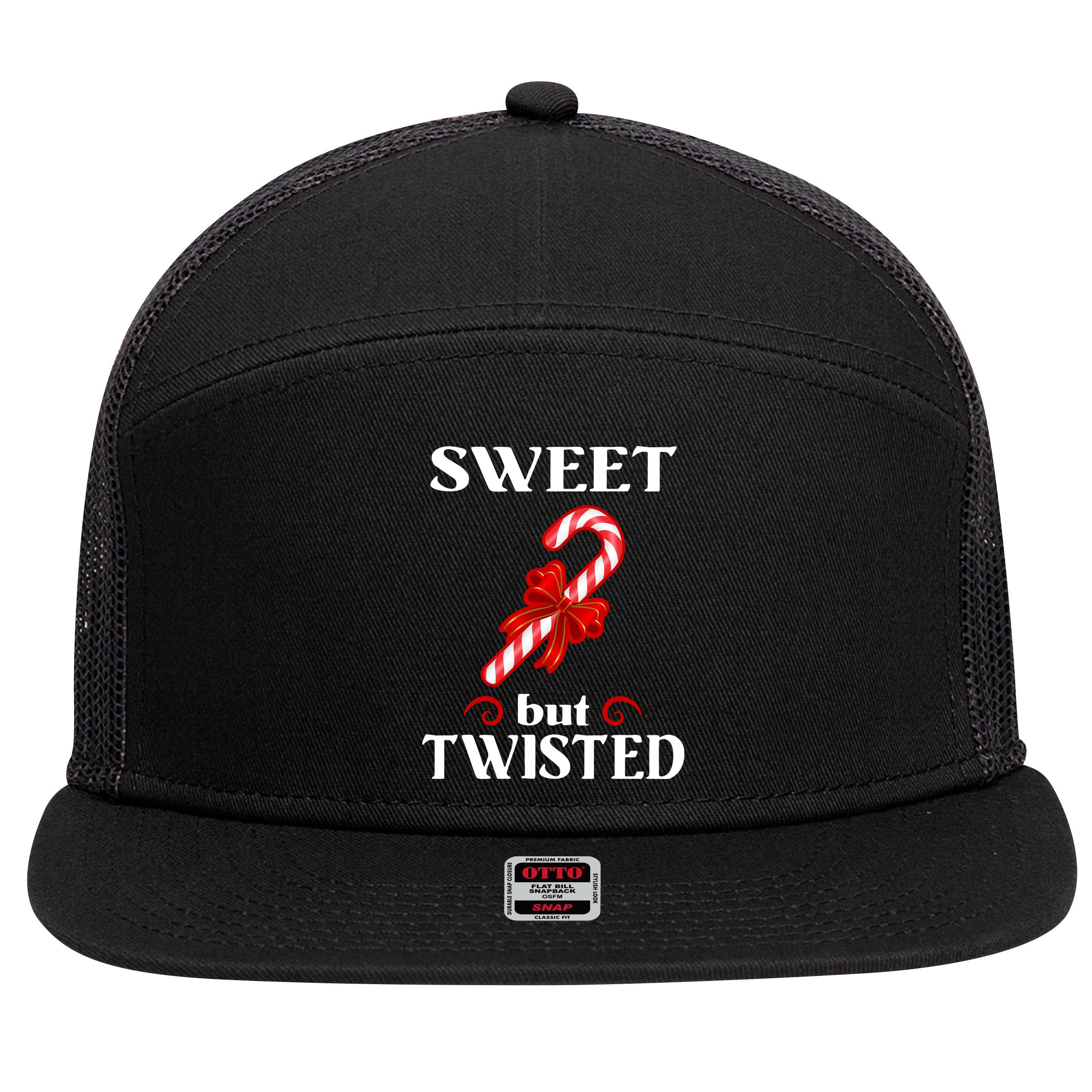 Sweet But Twisted Candy Cane 7 Panel Mesh Trucker Snapback Hat