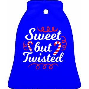 Sweet But Twisted Funny Candy Cane Christmas Gift Ceramic Bell Ornament