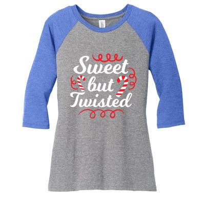 Sweet But Twisted Funny Candy Cane Christmas Gift Women's Tri-Blend 3/4-Sleeve Raglan Shirt