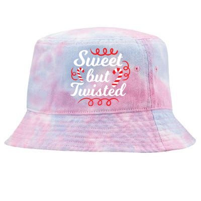 Sweet But Twisted Funny Candy Cane Christmas Gift Tie-Dyed Bucket Hat