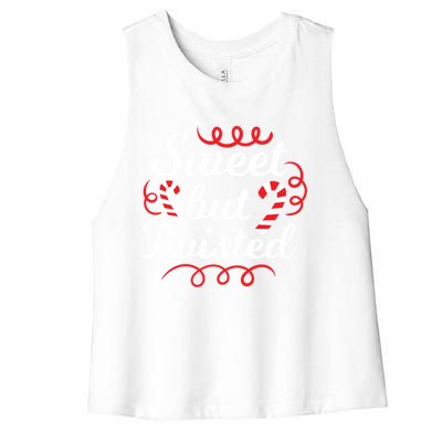 Sweet But Twisted Funny Candy Cane Christmas Gift Women's Racerback Cropped Tank