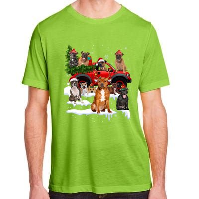 Staffordshire Bull Terrier Red Truck Christmas Tree Santa Gift Adult ChromaSoft Performance T-Shirt