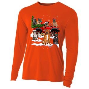 Staffordshire Bull Terrier Red Truck Christmas Tree Santa Gift Cooling Performance Long Sleeve Crew