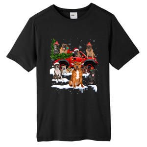 Staffordshire Bull Terrier Red Truck Christmas Tree Santa Gift Tall Fusion ChromaSoft Performance T-Shirt