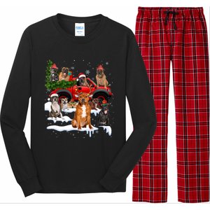 Staffordshire Bull Terrier Red Truck Christmas Tree Santa Gift Long Sleeve Pajama Set