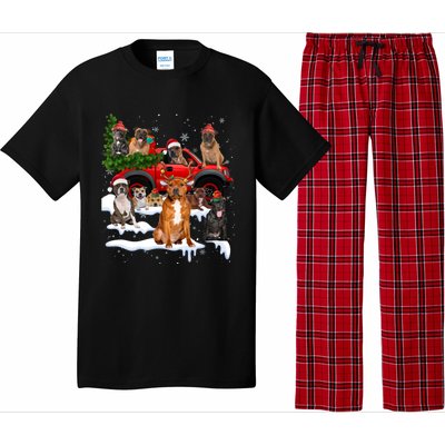 Staffordshire Bull Terrier Red Truck Christmas Tree Santa Gift Pajama Set