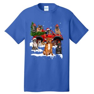 Staffordshire Bull Terrier Red Truck Christmas Tree Santa Gift Tall T-Shirt