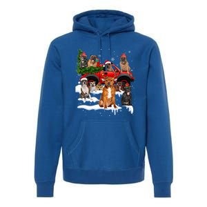 Staffordshire Bull Terrier Red Truck Christmas Tree Santa Gift Premium Hoodie