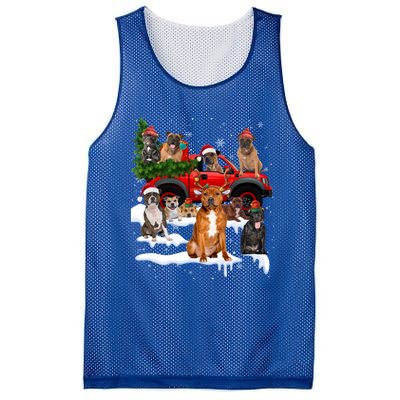 Staffordshire Bull Terrier Red Truck Christmas Tree Santa Gift Mesh Reversible Basketball Jersey Tank