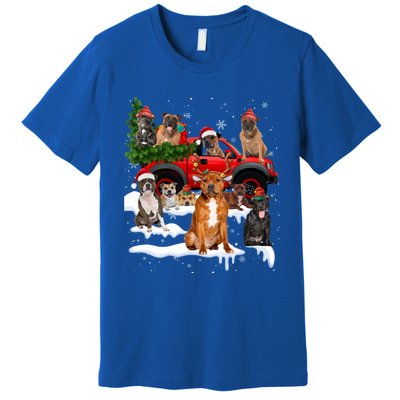 Staffordshire Bull Terrier Red Truck Christmas Tree Santa Gift Premium T-Shirt