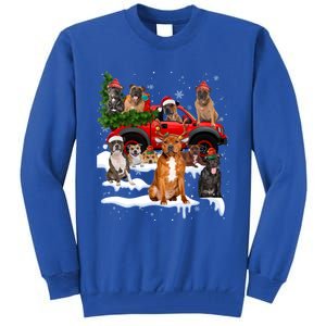 Staffordshire Bull Terrier Red Truck Christmas Tree Santa Gift Tall Sweatshirt