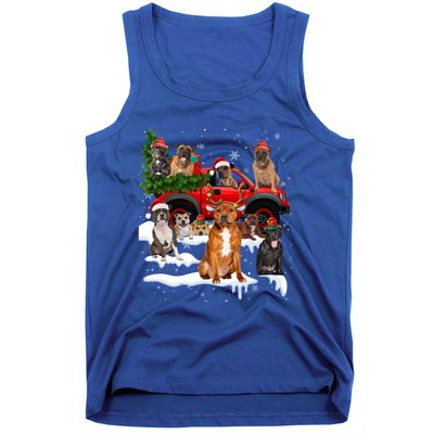 Staffordshire Bull Terrier Red Truck Christmas Tree Santa Gift Tank Top