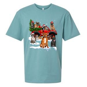 Staffordshire Bull Terrier Red Truck Christmas Tree Santa Gift Sueded Cloud Jersey T-Shirt