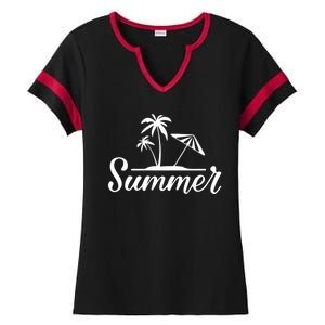 Summer Beach Tropical Vacation Ladies Halftime Notch Neck Tee