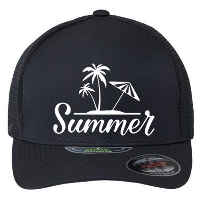 Summer Beach Tropical Vacation Flexfit Unipanel Trucker Cap