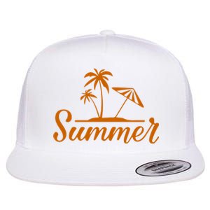 Summer Beach Tropical Vacation Flat Bill Trucker Hat